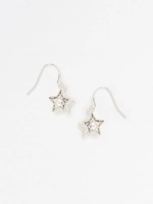 Fat Face Jewellery Women Silver Tone Filagree Star Drop Earrings
