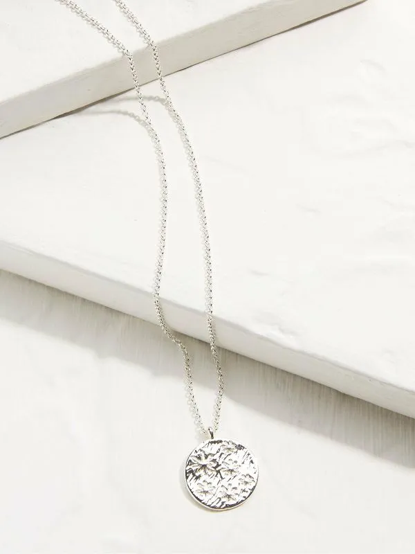 Fat Face Jewellery Women Silver Tone Flower Embossed Pendant Necklace