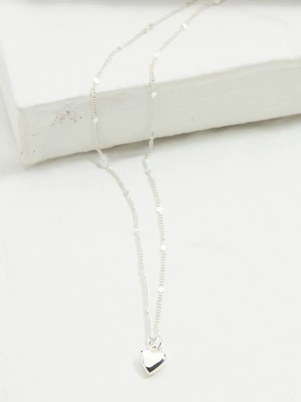 Fat Face Jewellery Women Silver Tone Heart Pendant Necklace