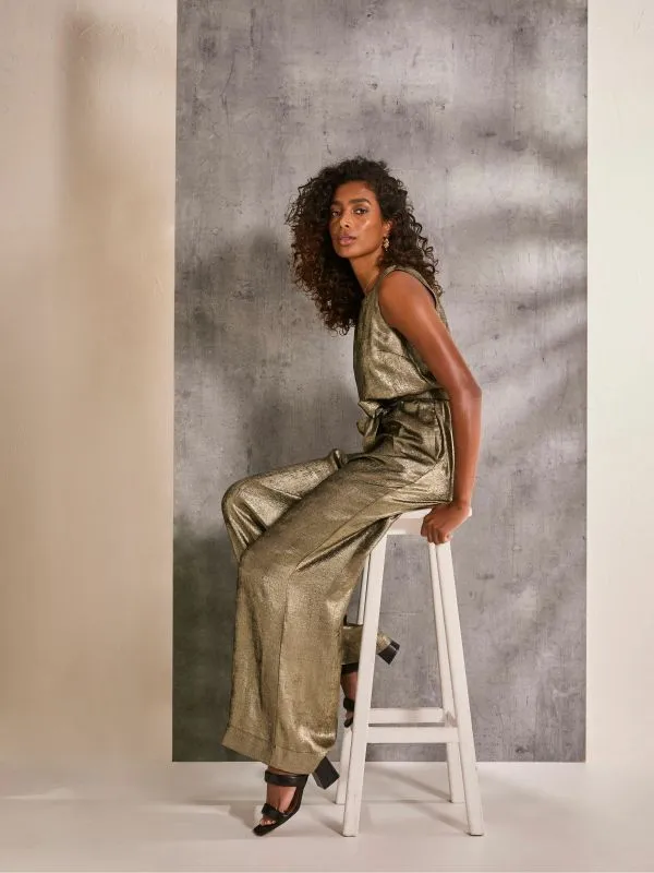 Fat Face Jumpsuits and Playsuits Women Gisele Gold Metallic Jumpsuit