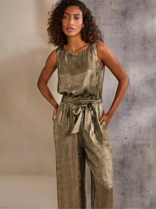Fat Face Jumpsuits and Playsuits Women Gisele Gold Metallic Jumpsuit