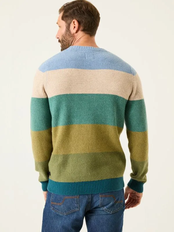 Fat Face Knitwear Men Hinton Green Stripe Crew Neck Jumper