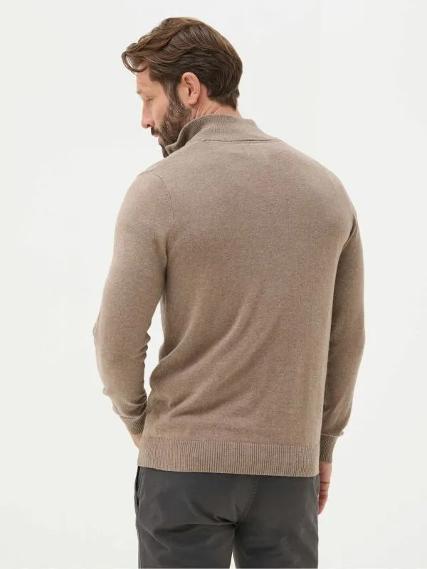 Fat Face Knitwear Men Rye Natural Beige HalfNeck Jumper