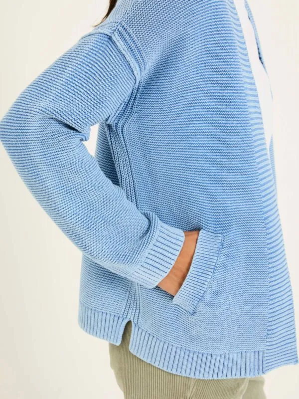 Fat Face Knitwear Women Blue Edie Laundered Knitted 100 Cotton Cardigan