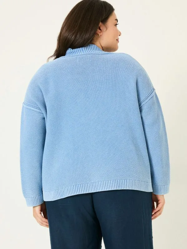 Fat Face Knitwear Women Blue Edie Laundered Knitted 100 Cotton Cardigan