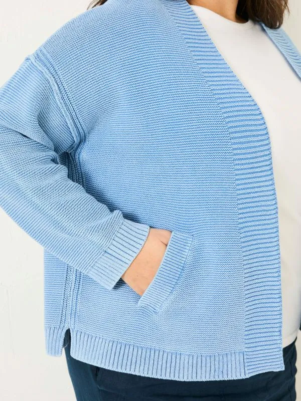 Fat Face Knitwear Women Blue Edie Laundered Knitted 100 Cotton Cardigan