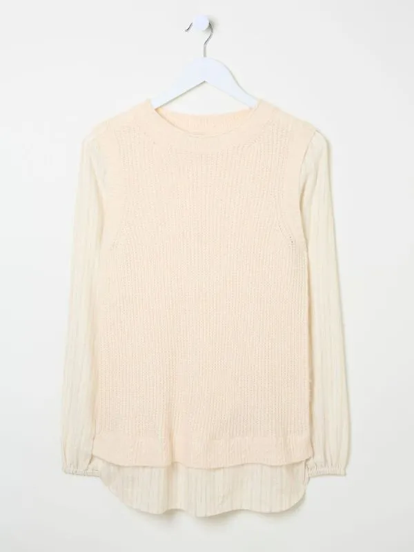 Fat Face Knitwear Women Light Natural Amara 2 In 1 Knitted Tank