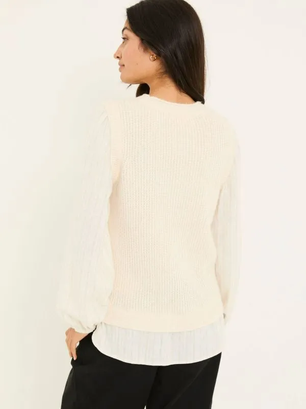 Fat Face Knitwear Women Light Natural Amara 2 In 1 Knitted Tank