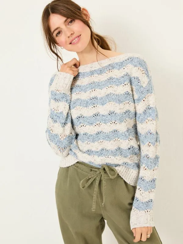 Fat Face Knitwear Women Natural Edith Texture Stripe Knitted Jumper