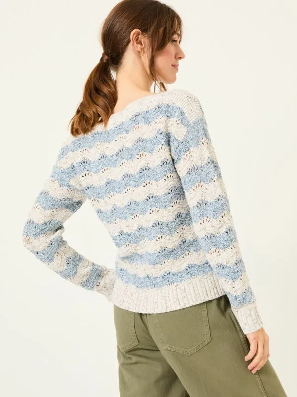 Fat Face Knitwear Women Natural Edith Texture Stripe Knitted Jumper