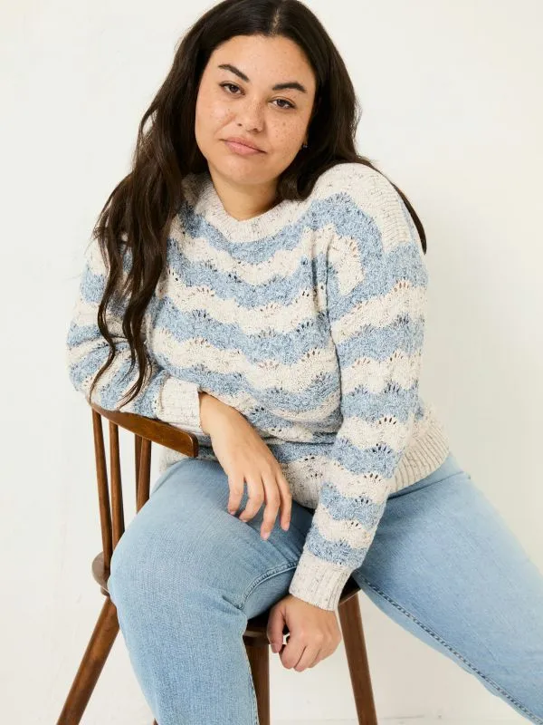 Fat Face Knitwear Women Natural Edith Texture Stripe Knitted Jumper
