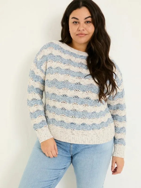 Fat Face Knitwear Women Natural Edith Texture Stripe Knitted Jumper
