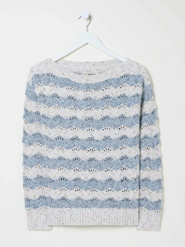 Fat Face Knitwear Women Natural Edith Texture Stripe Knitted Jumper