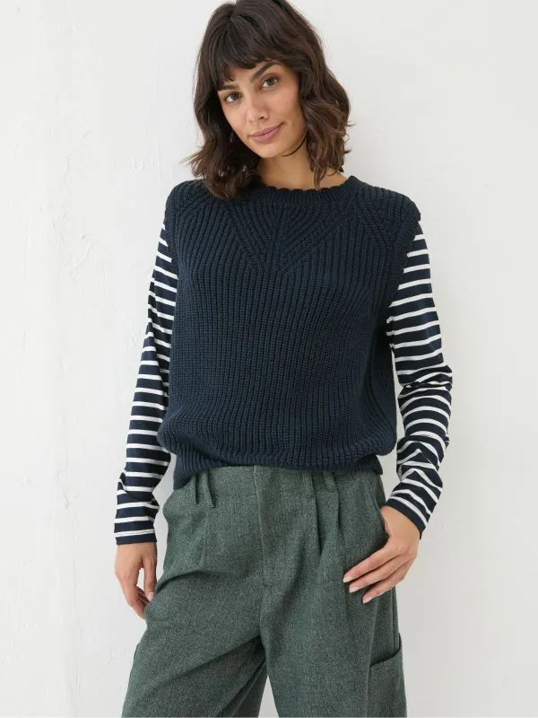 Fat Face Knitwear Women Navy Heidi 2in1 Tank Jersey