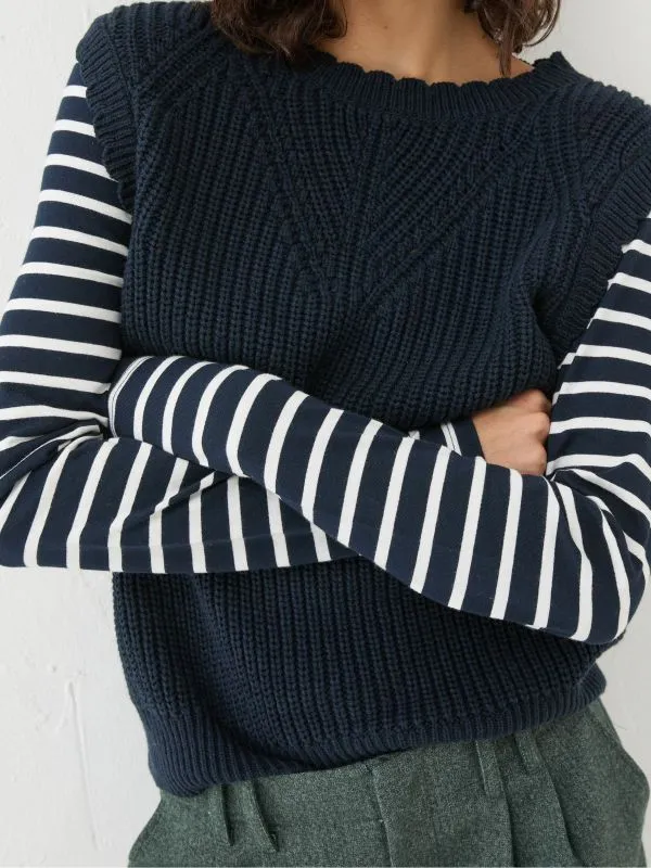 Fat Face Knitwear Women Navy Heidi 2in1 Tank Jersey