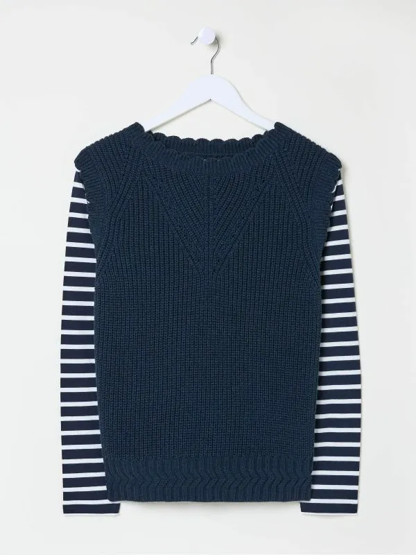 Fat Face Knitwear Women Navy Heidi 2in1 Tank Jersey