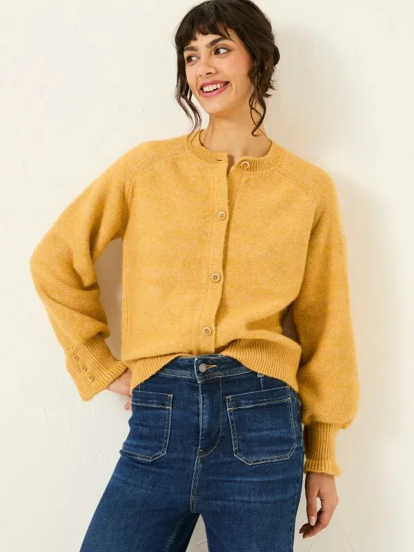 Fat Face Knitwear Women Yellow Carlee Knitted Button Front Cardigan