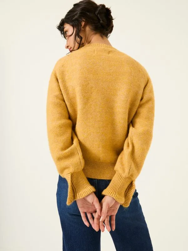 Fat Face Knitwear Women Yellow Carlee Knitted Button Front Cardigan