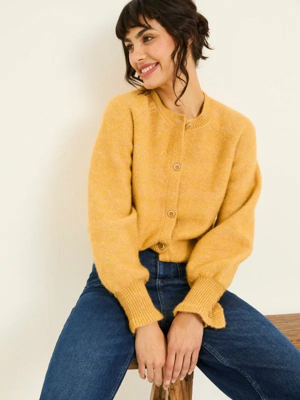 Fat Face Knitwear Women Yellow Carlee Knitted Button Front Cardigan