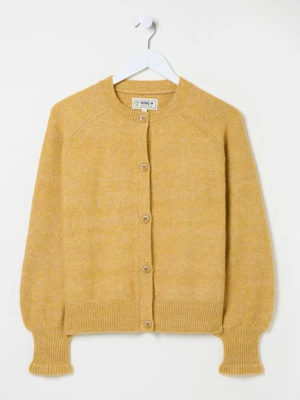 Fat Face Knitwear Women Yellow Carlee Knitted Button Front Cardigan