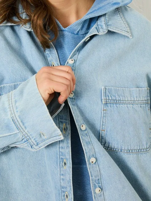 Fat Face Shirts and Blouses Women Chambray Blue Sara Chambray Shirt