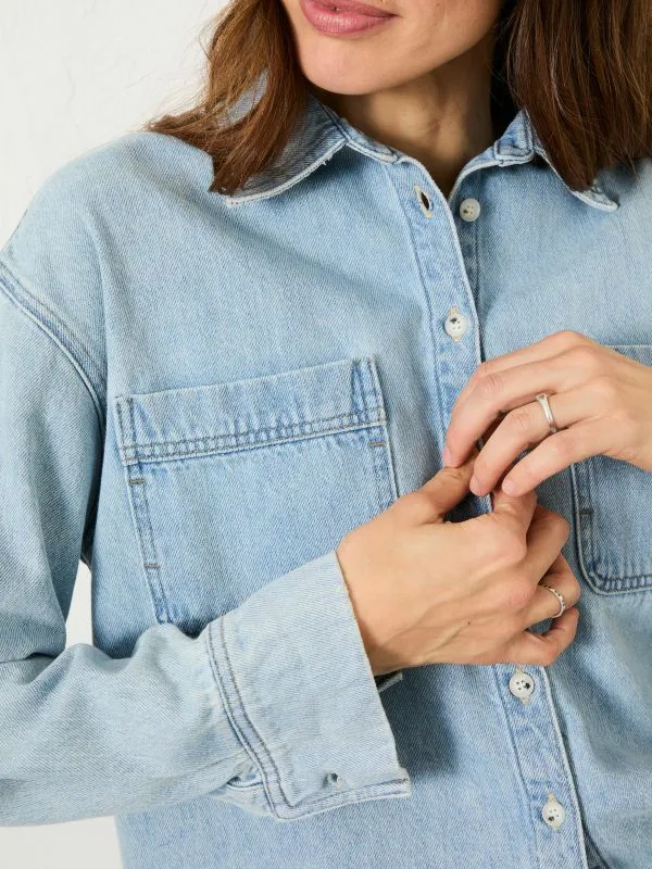 Fat Face Shirts and Blouses Women Chambray Blue Sara Chambray Shirt