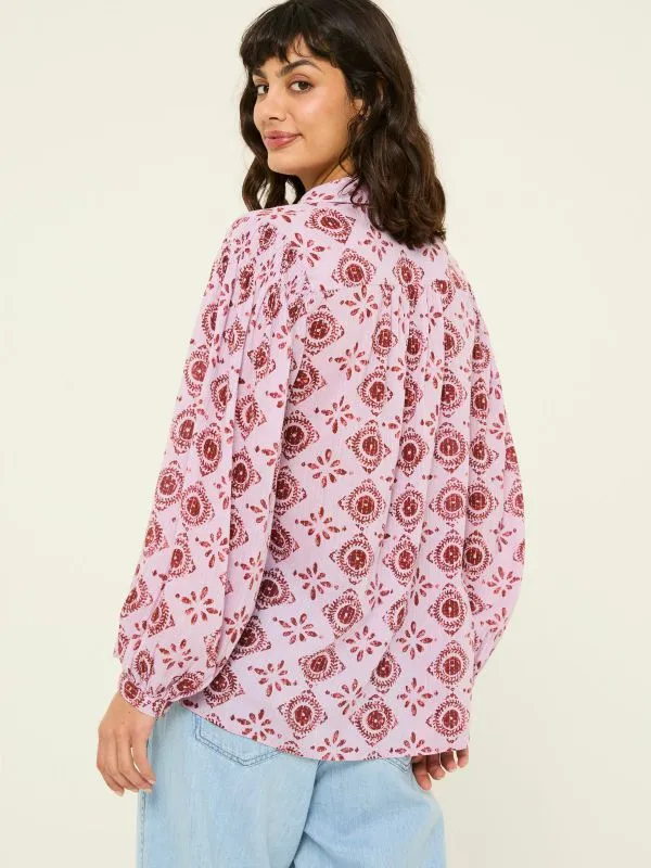 Fat Face Shirts and Blouses Women Heather Purple 100 Cotton Ebby Blouse