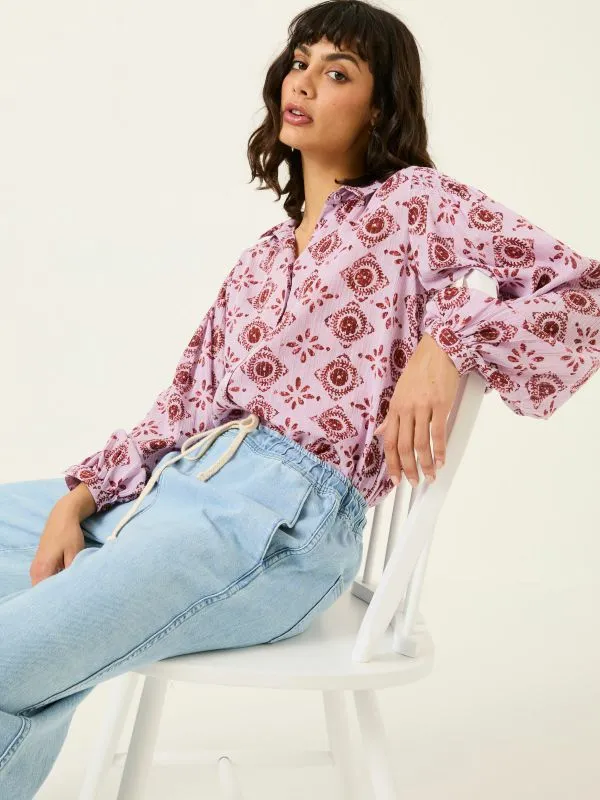 Fat Face Shirts and Blouses Women Heather Purple 100 Cotton Ebby Blouse