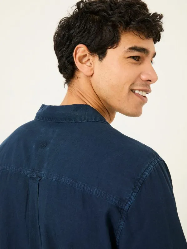 Fat Face Shirts Men Navy Long Sleeve Bugle Linen Cotton Shirt