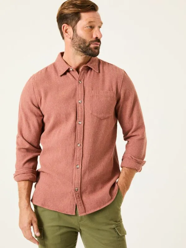 Fat Face Shirts Men Rust Brown 100 Cotton Long Sleeve Brushed Shirt