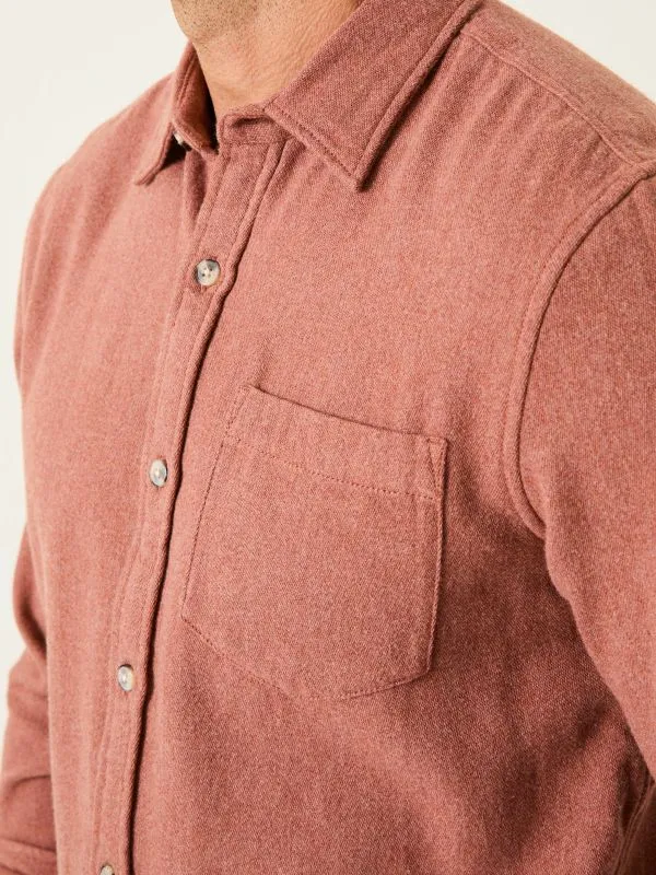 Fat Face Shirts Men Rust Brown 100 Cotton Long Sleeve Brushed Shirt