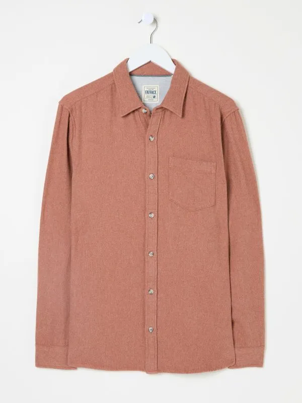 Fat Face Shirts Men Rust Brown 100 Cotton Long Sleeve Brushed Shirt
