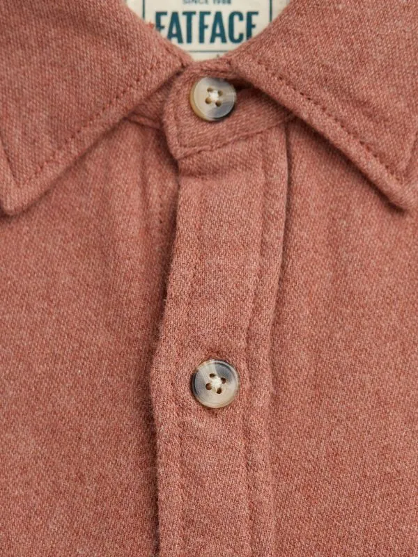 Fat Face Shirts Men Rust Brown 100 Cotton Long Sleeve Brushed Shirt