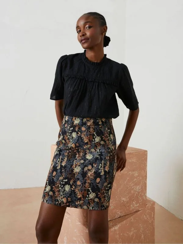 Fat Face Skirts Women Black Cally Jacquard Skirt