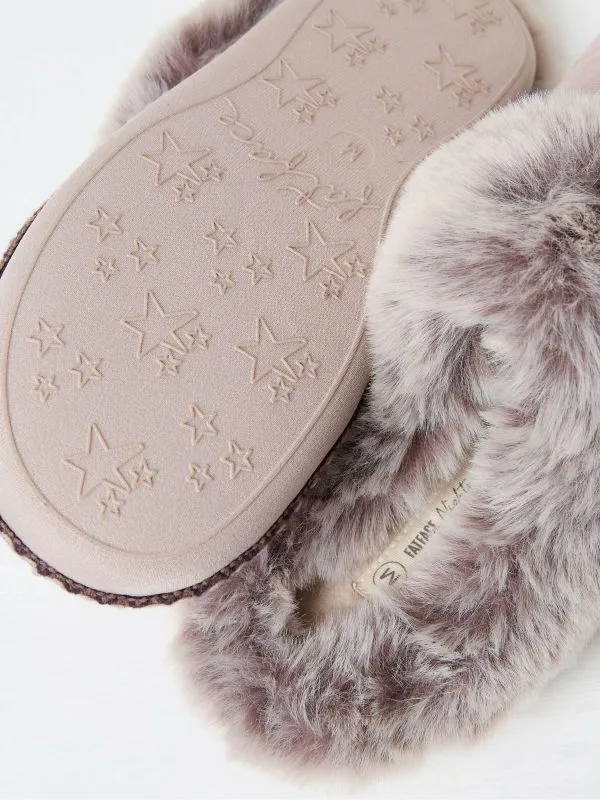 Fat Face Slippers Women Maia Oatmeal Quilted Mule Slippers