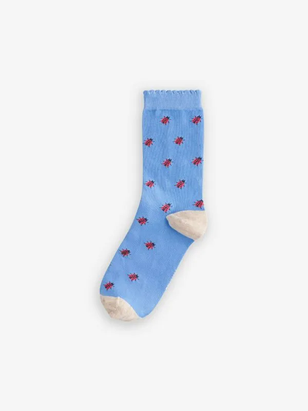 Fat Face Socks Women Blue Ladybird Socks