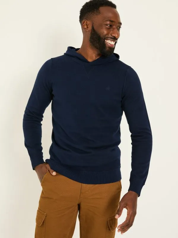 Fat Face Sweatshirts and Hoodies Men Navy Rye Fine Gauge Knitted Hoodie