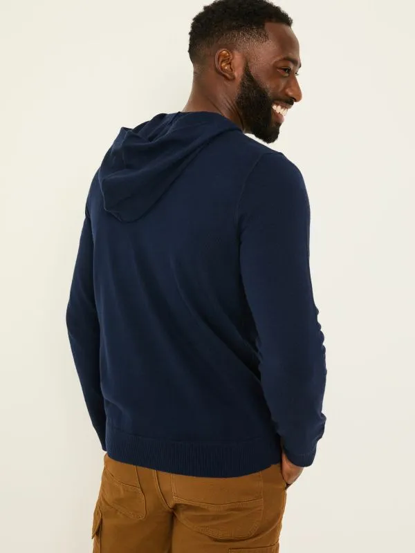 Fat Face Sweatshirts and Hoodies Men Navy Rye Fine Gauge Knitted Hoodie