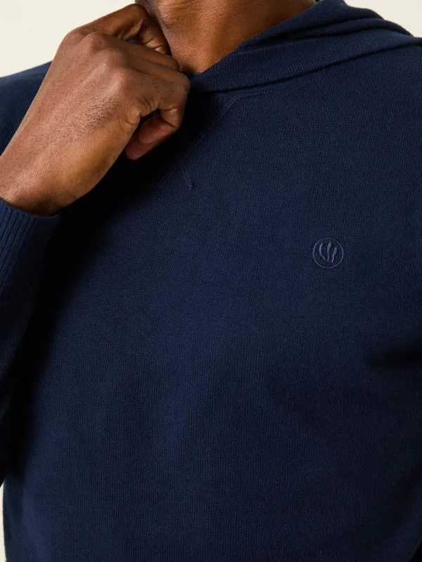 Fat Face Sweatshirts and Hoodies Men Navy Rye Fine Gauge Knitted Hoodie