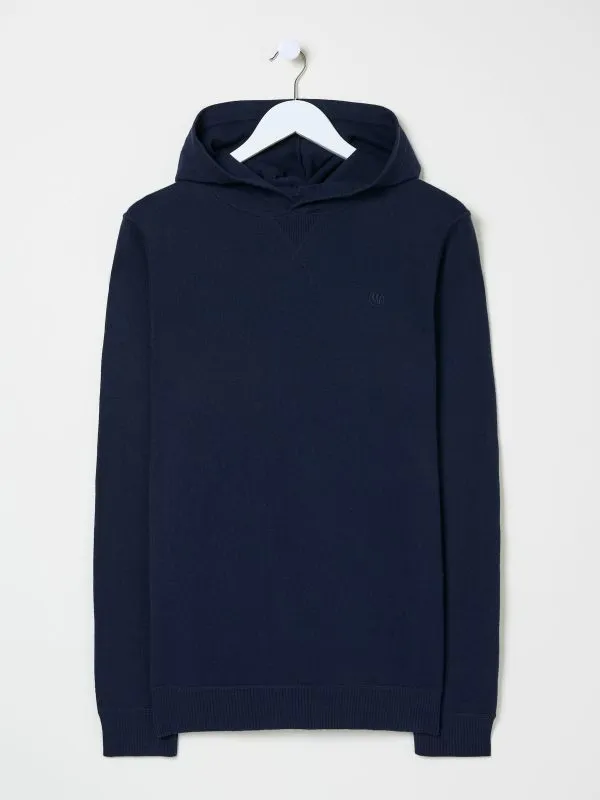 Fat Face Sweatshirts and Hoodies Men Navy Rye Fine Gauge Knitted Hoodie