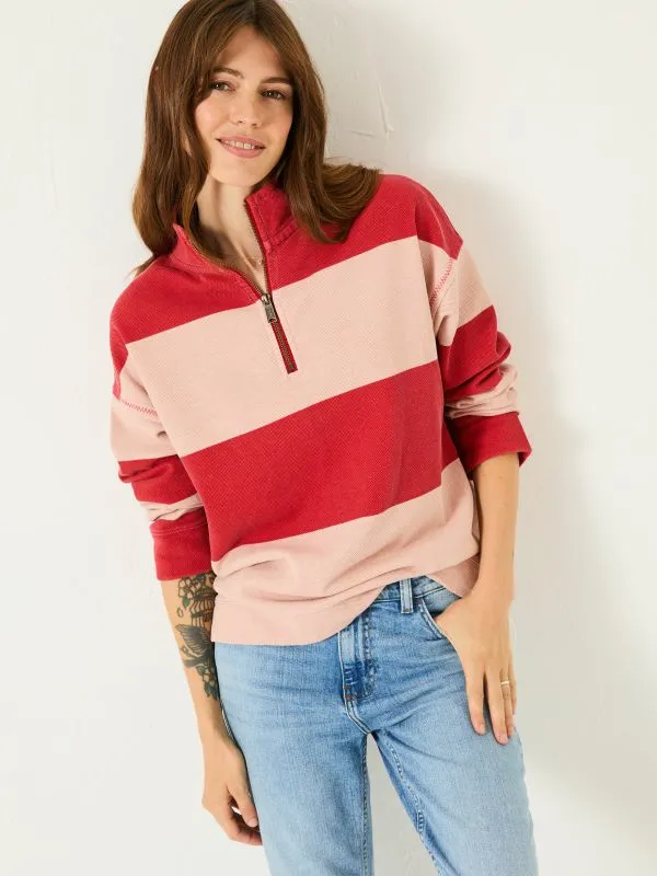 Fat Face Sweatshirts and Hoodies Women Pink Stripe Relaxed Airlie 100 Cotton Sweatshirt