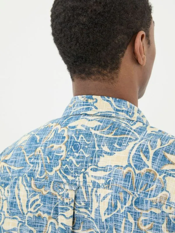 Fat Face Tall Collection Men Blue Vintage Tropical Print Shirt