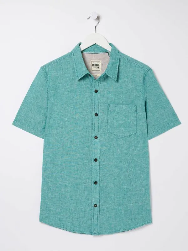 Fat Face Tall Collection Men Bugle Teal Green Linen Cotton Shirt