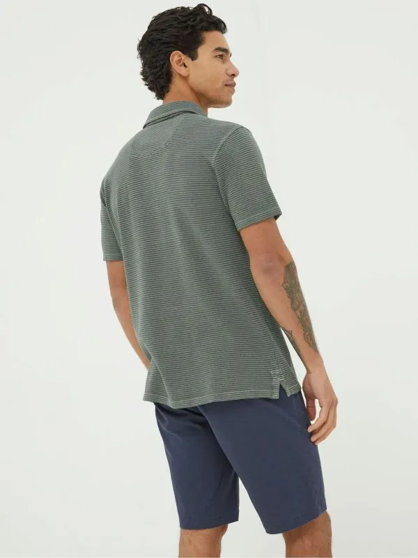 Fat Face Tall Collection Men Fine Green Stripe Polo Shirt