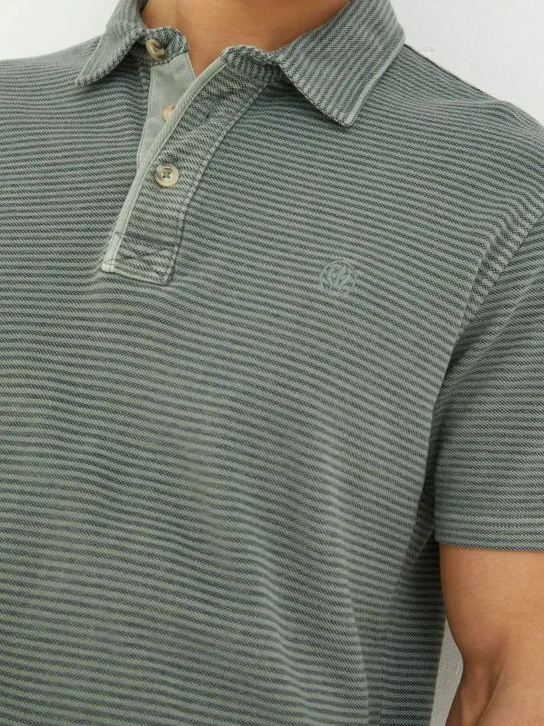 Fat Face Tall Collection Men Fine Green Stripe Polo Shirt