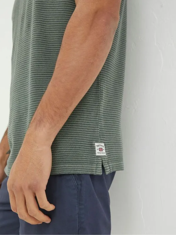 Fat Face Tall Collection Men Fine Green Stripe Polo Shirt
