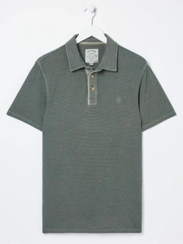 Fat Face Tall Collection Men Fine Green Stripe Polo Shirt