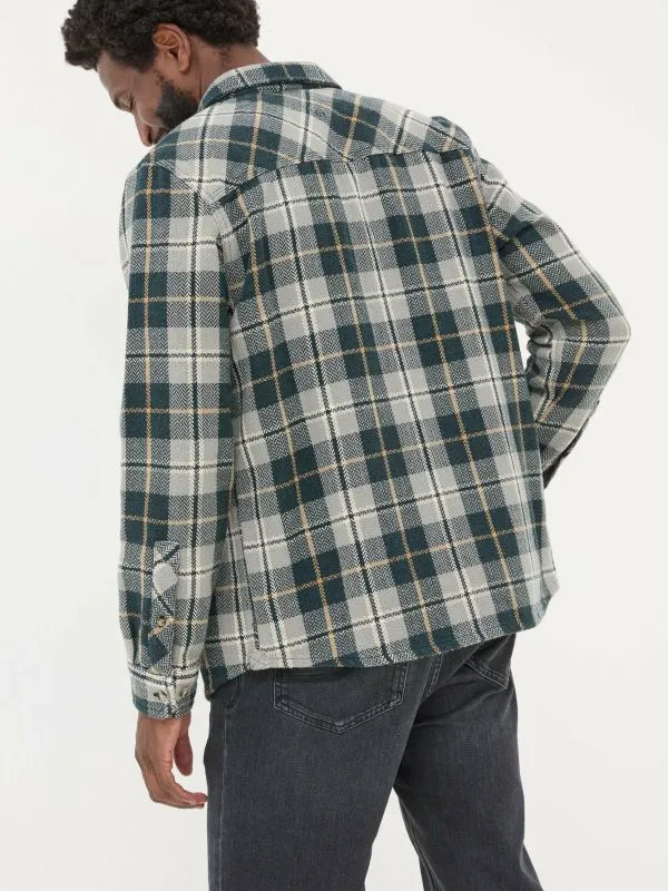 Fat Face Tall Collection Men Grey Long Sleeve Herringbone Rafety Check 100 Cotton Shirt