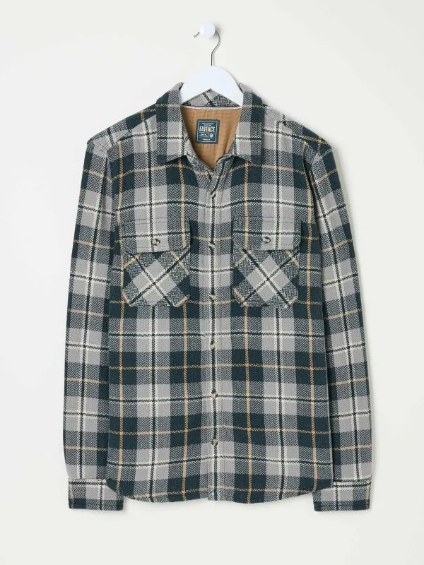 Fat Face Tall Collection Men Grey Long Sleeve Herringbone Rafety Check 100 Cotton Shirt