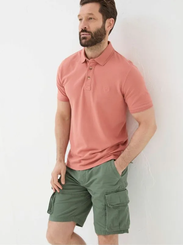 Fat Face Tall Collection Men Orange Pique Polo Shirt